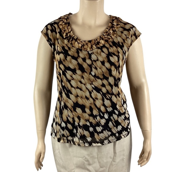 Dana Buchman Abstract Print Cap Top Size L Multicolor - Picture 1 of 7
